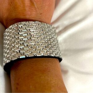 Silvery diamondy boutique purchased bracelet looks better in person!